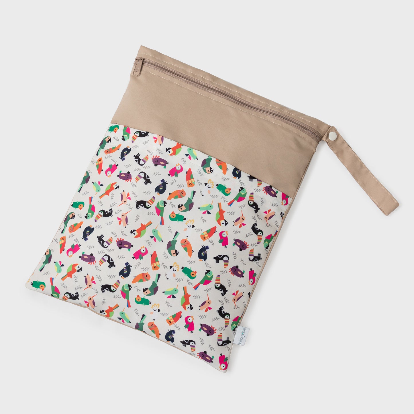 Bolsa de Muda en print de Loros. Bolso para transportar una muda de ropa extra dentro de la mochila, maletín o suelta.