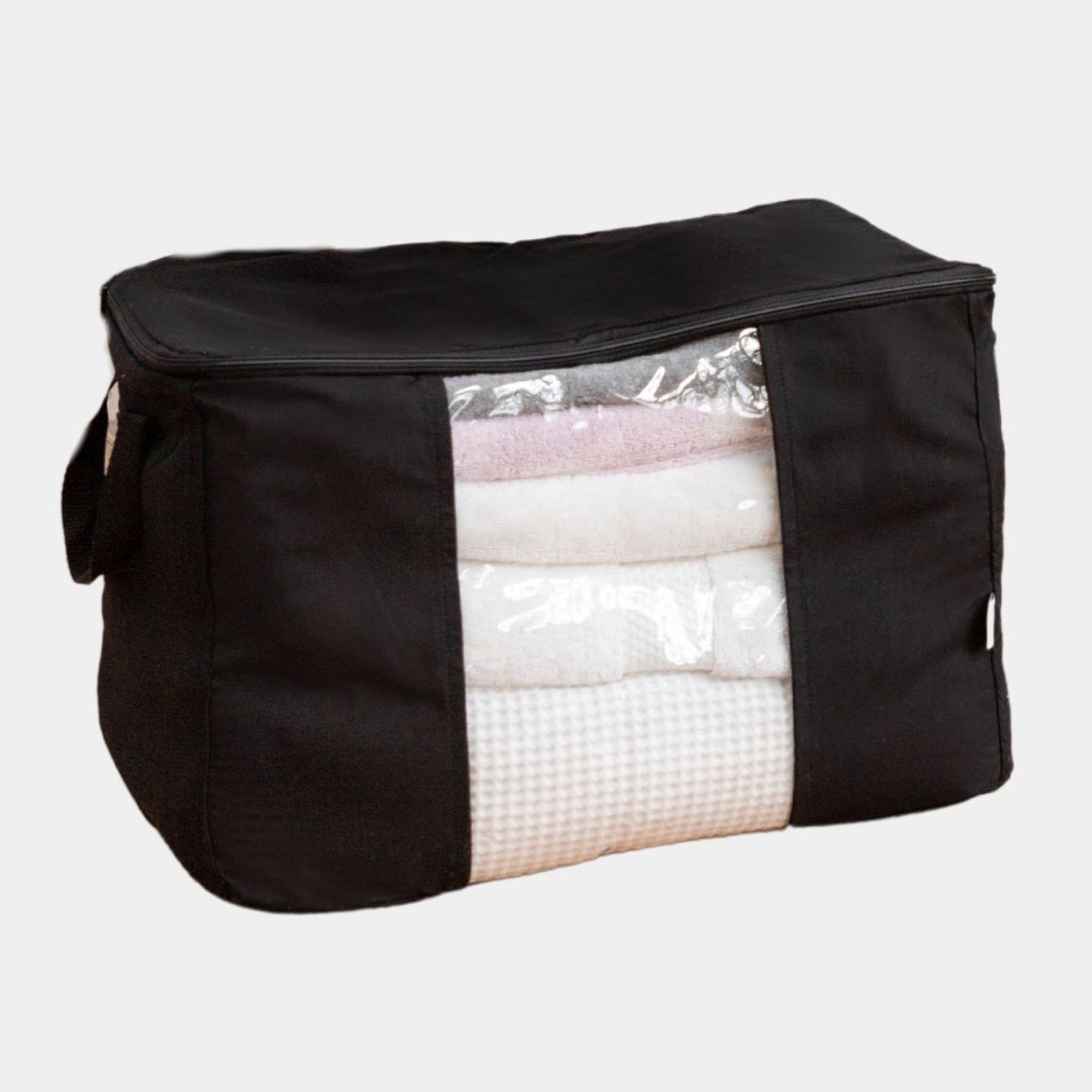 Caja Organizadora en color Negro. Organiza la ropa de cama, toallas o ropa de tus hijos de la temporada pasada en cajas de tela que adornan tus ambientes.