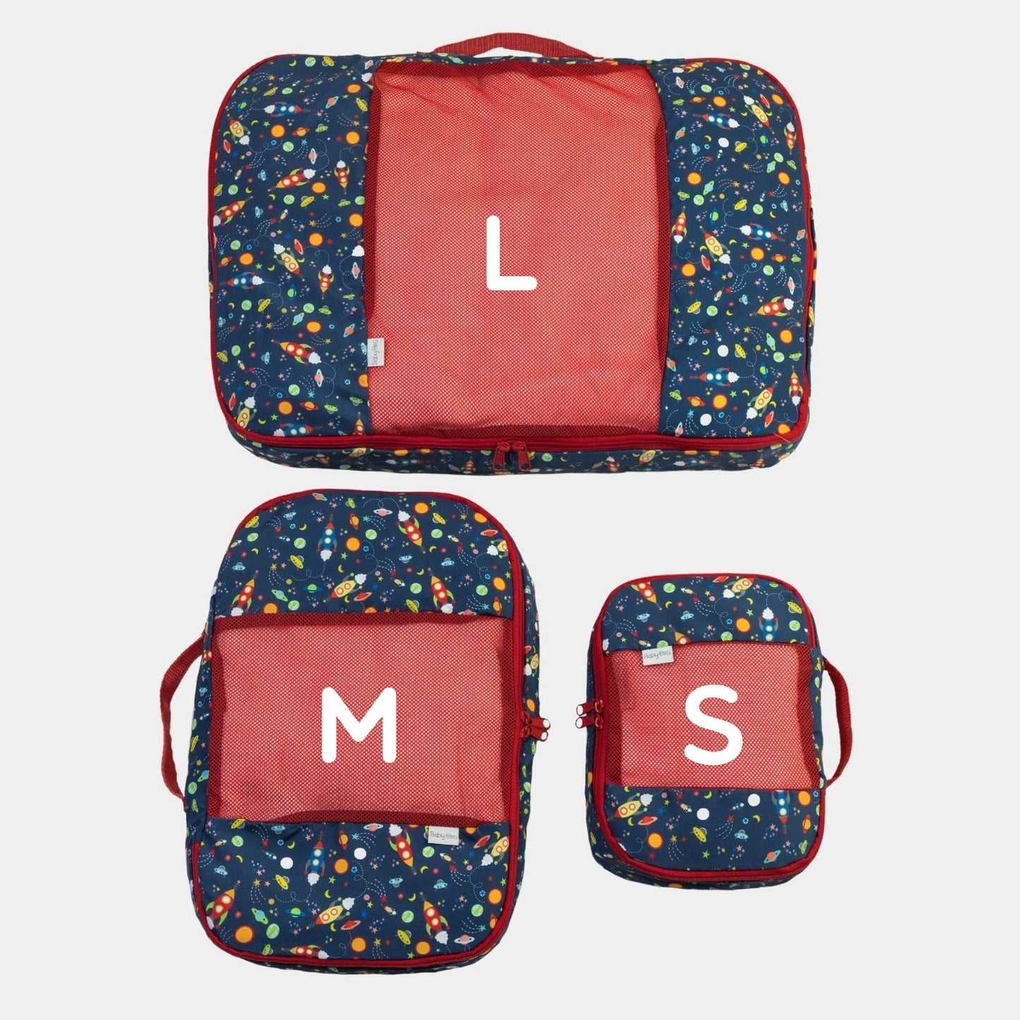 Transporta o guarda la ropa perfectamente doblada y ordenada en la maleta o en tu clóset. Ahorra espacio y tiempo en empacar/desempacar. Organizadores de Ropa en print Cohetes.