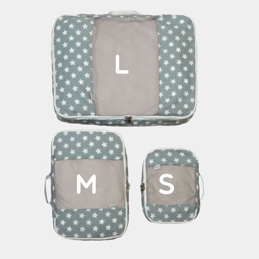 Transporta o guarda la ropa perfectamente doblada y ordenada en la maleta o en tu clóset. Ahorra espacio y tiempo en empacar/desempacar. Organizadores de Ropa en print Estrellas.