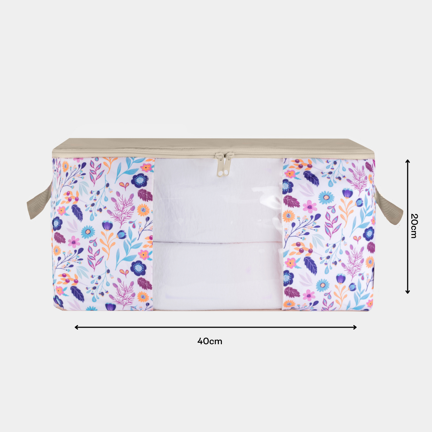 Caja Organizadora Flores Beige