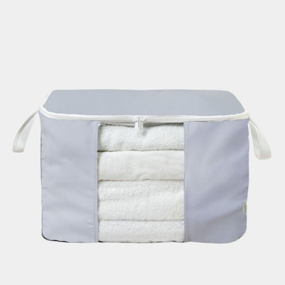Caja Organizadora en color Gris Plata. Organiza la ropa de cama, toallas o ropa de tus hijos de la temporada pasada en cajas de tela que adornan tus ambientes.