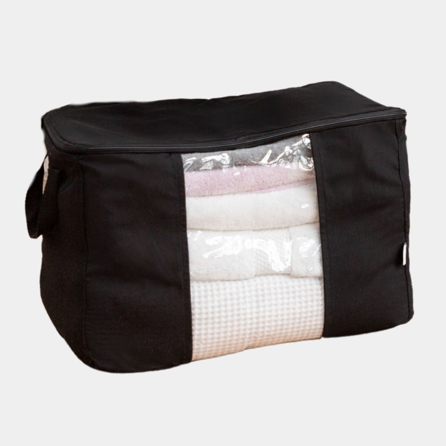 Caja Organizadora en color Negro. Organiza la ropa de cama, toallas o ropa de tus hijos de la temporada pasada en cajas de tela que adornan tus ambientes.