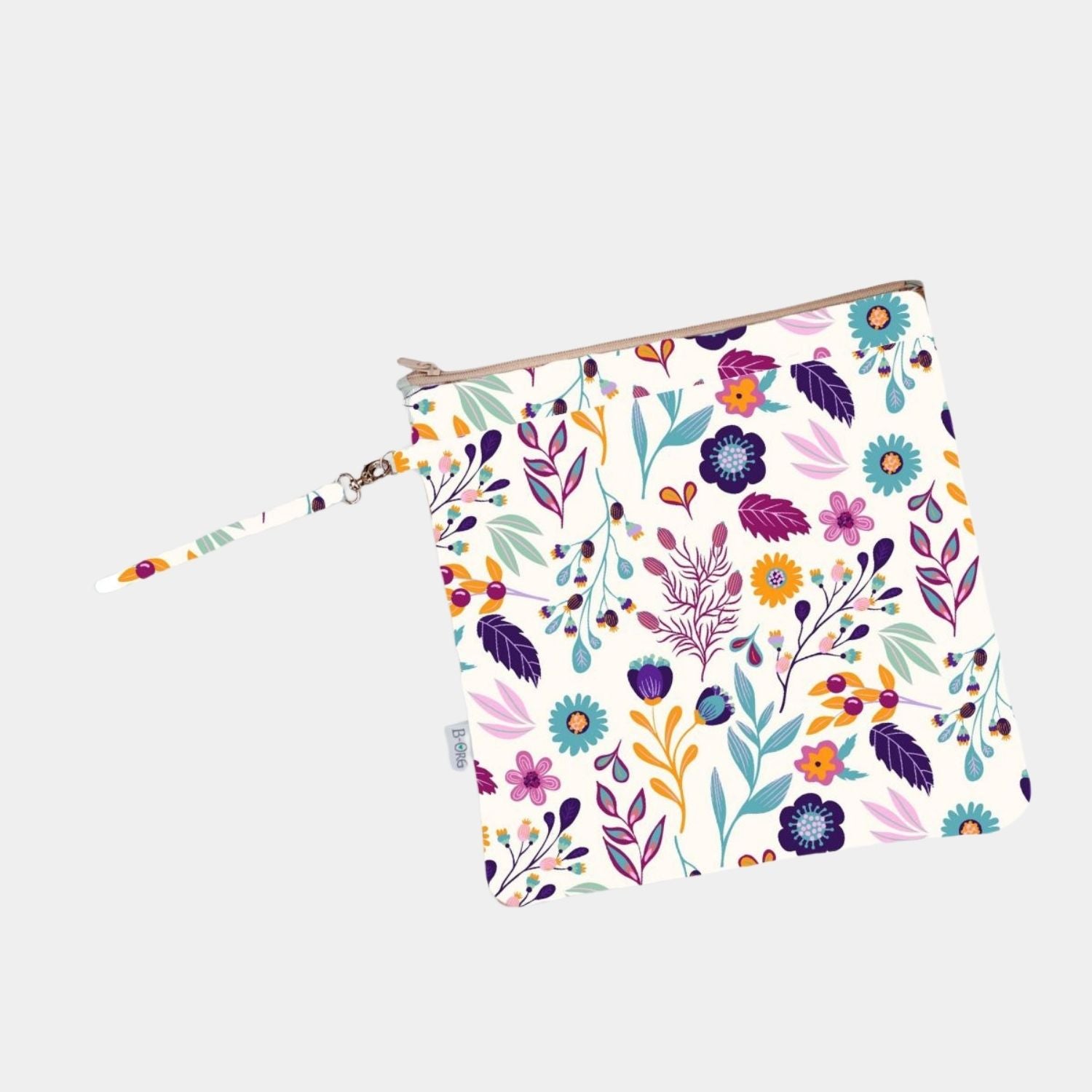 Neceser Plastificado en print Flores Beige. Neceser 100% impermeable, plastificado por dentro y por fuera.