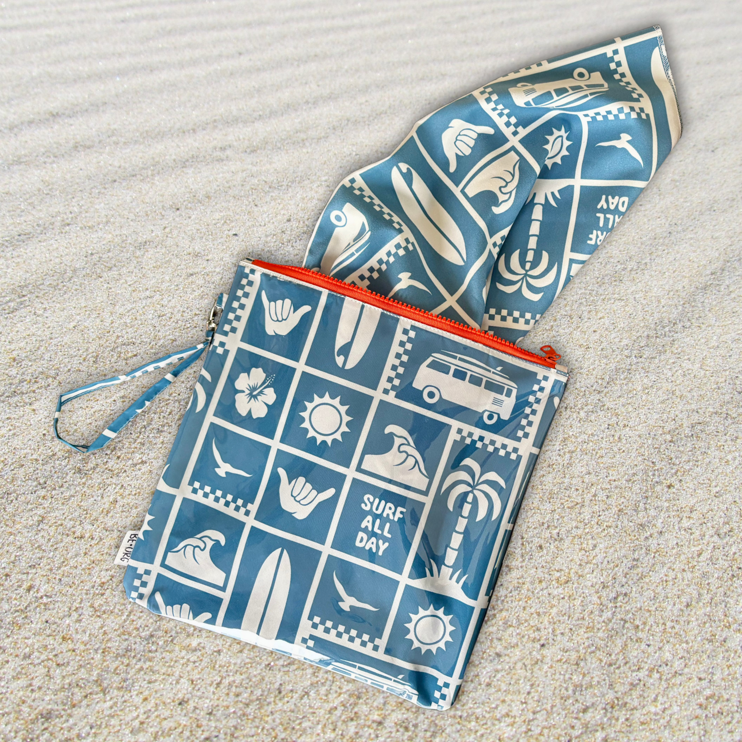 Estuche Impermeable Grande Surf Azul