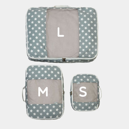 Transporta o guarda la ropa perfectamente doblada y ordenada en la maleta o en tu clóset. Ahorra espacio y tiempo en empacar/desempacar. Organizadores de Ropa en print Estrellas.