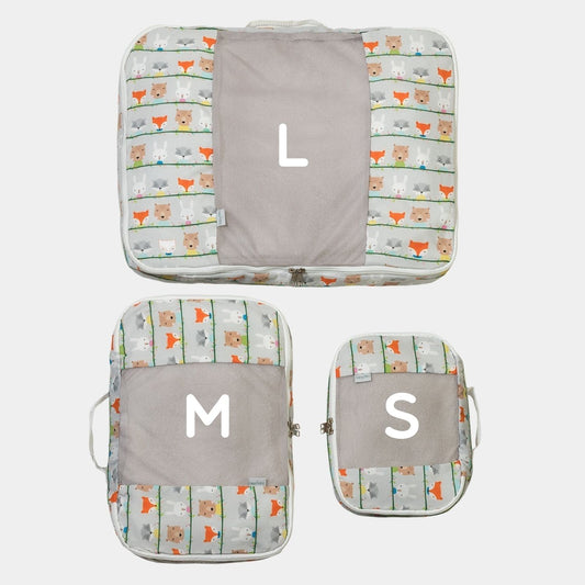 Transporta o guarda la ropa perfectamente doblada y ordenada en la maleta o en tu clóset. Ahorra espacio y tiempo en empacar/desempacar. Organizadores de Ropa en print Zorritos.