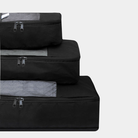Pack x 3 Organizadores de Ropa en color Negro. Transporta o guarda la ropa perfectamente doblada y ordenada en la maleta o en tu clóset. Ahorra espacio y tiempo en empacar/desempacar.