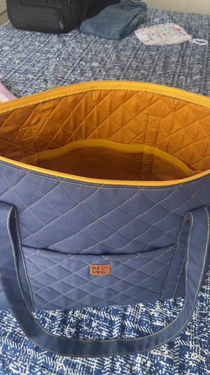 Mom Bag Azul con Amarillo